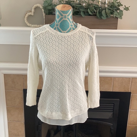 Lucky Brand Sweaters - Women’s Large Lucky Brand Cream Pointelle Sweater with high/low camisole
